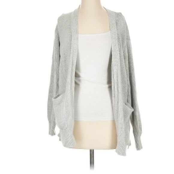 Everlane Soft Cotton Chunky Knit Front Pocket Cardigan Summer Sweater Grey Small - Picture 2 of 9